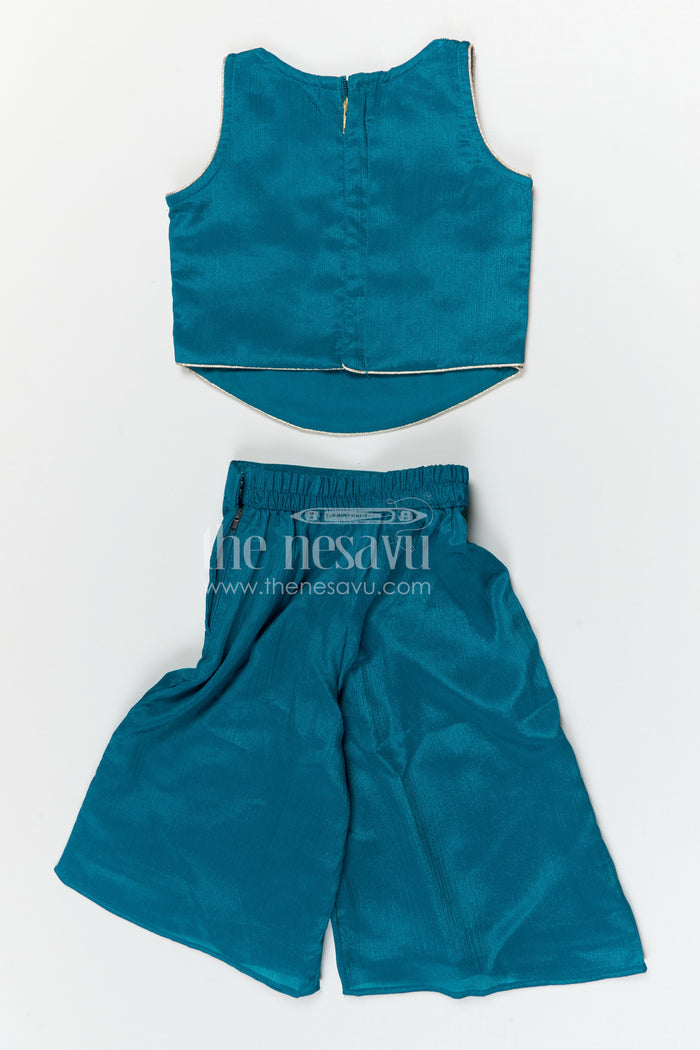 The Nesavu Girls Sharara / Plazo Set Girls Festive Sharara Suit for Weddings and Cultural Celebrations Nesavu Nesavu girls georgette sharara suit with embroidered yoke for festive occasions and weddings