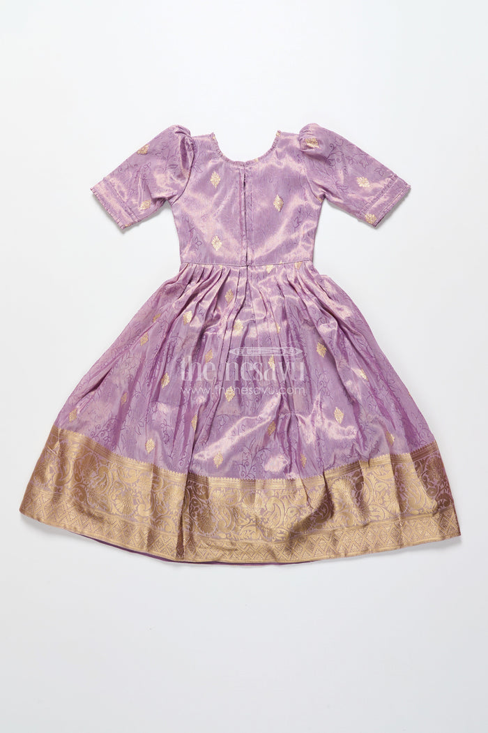 The Nesavu Girls Silk Gown Girls Festive Silk Gown with Zari Border for Grand Celebrations Nesavu Nesavu girls festive silk gown traditional zari border weddings cultural functions