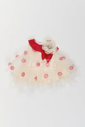 The Nesavu Girls Fancy Party Frock Girls Floral Applique Frock for Birthdays and Garden Party Celebrations Nesavu 16 (1Y) / Red / Net PF328B-16 Nesavu Girls Floral Applique Net Frock For Birthdays Garden Parties Milestone Celebrations And Photoshoots