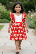 The Nesavu Girls Cotton Frock Girls Floral Frock for Vacations and Playful Family Outings Nesavu 14 (6M) / Orange / Cotton GFC2260A-14 Nesavu Girls Floral Cotton Frock For Vacations And Cheerful Family Outings
