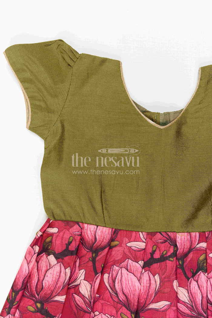 The Nesavu Girls Casual Gown Girls Floral Gown for Festive Birthdays and Family Celebrations Nesavu Nesavu Girls Floral Gown For Birthday Celebrations And Festive Family Occasions With Digital Print