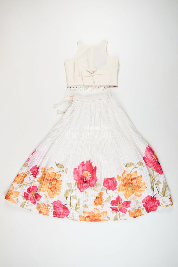 The Nesavu Girls Lehenga Choli Girls Floral Lehenga Choli Set for Birthdays and Festive Functions Nesavu Nesavu girls floral lehenga set embroidered blouse birthdays festive celebrations