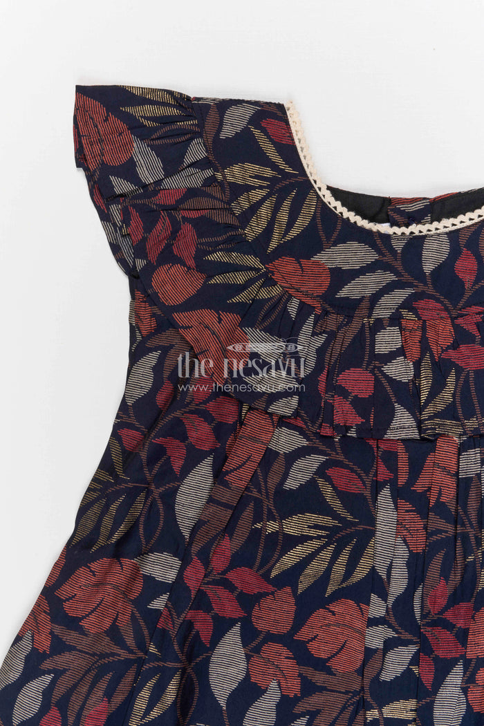 The Nesavu Girls Cotton Frock Girls Floral Print Frock for Evening Outings and Functions Nesavu Nesavu Girls Modal Silk Floral Print Frock With Flutter Sleeves For Evening Outings And Special Occasions