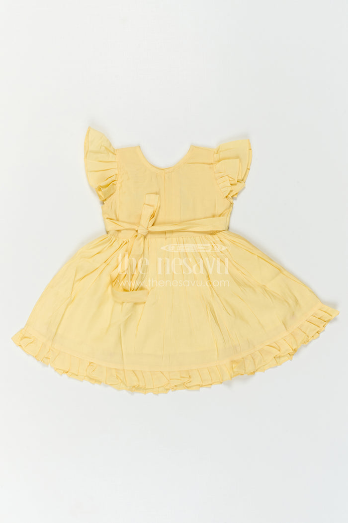 The Nesavu Girls Chanderi Frock Girls Frock for Birthday and Festive Celebrations Nesavu Nesavu Baby Girl Chanderi Frock For Birthday And Festive Wear With Thread Embroidery And Flared Design