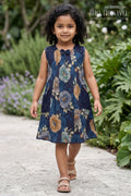 The Nesavu Girls Cotton Frock Girls Frock for Festive Evenings and Special Celebrations Nesavu 22 (4Y) / Blue / Cotton GFC2220B-22 Nesavu Girls Cotton Frock For Festive Evenings And Special Celebrations With Floral Digital Print Design