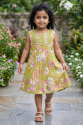 The Nesavu Girls Cotton Frock Girls Frock for Festive Gatherings and Traditional Day Outings Nesavu 22 (4Y) / Green / Cotton GFC2218A-22 Nesavu Girls Cotton Frock For Festive Gatherings And Traditional Outings With Vibrant Digital Print Design