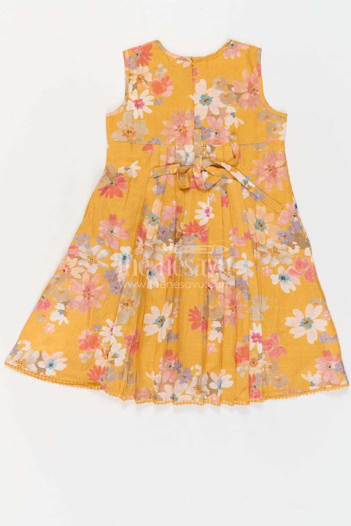 The Nesavu Girls Cotton Frock Girls Frock for Festive Outings and Birthday Celebrations Nesavu Nesavu Girls Cotton Frock For Festive Outings And Birthday Celebrations With Floral Digital Print Design