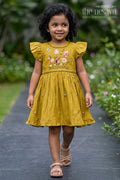 The Nesavu Girls Chanderi Frock Girls Frock for Traditional Gatherings and Festive Celebrations Nesavu 16 (1Y) / Green / Chanderi GFC2228A-16 Nesavu Girls Chanderi Cotton Frock For Traditional Gatherings And Festive Celebrations With Embroidery