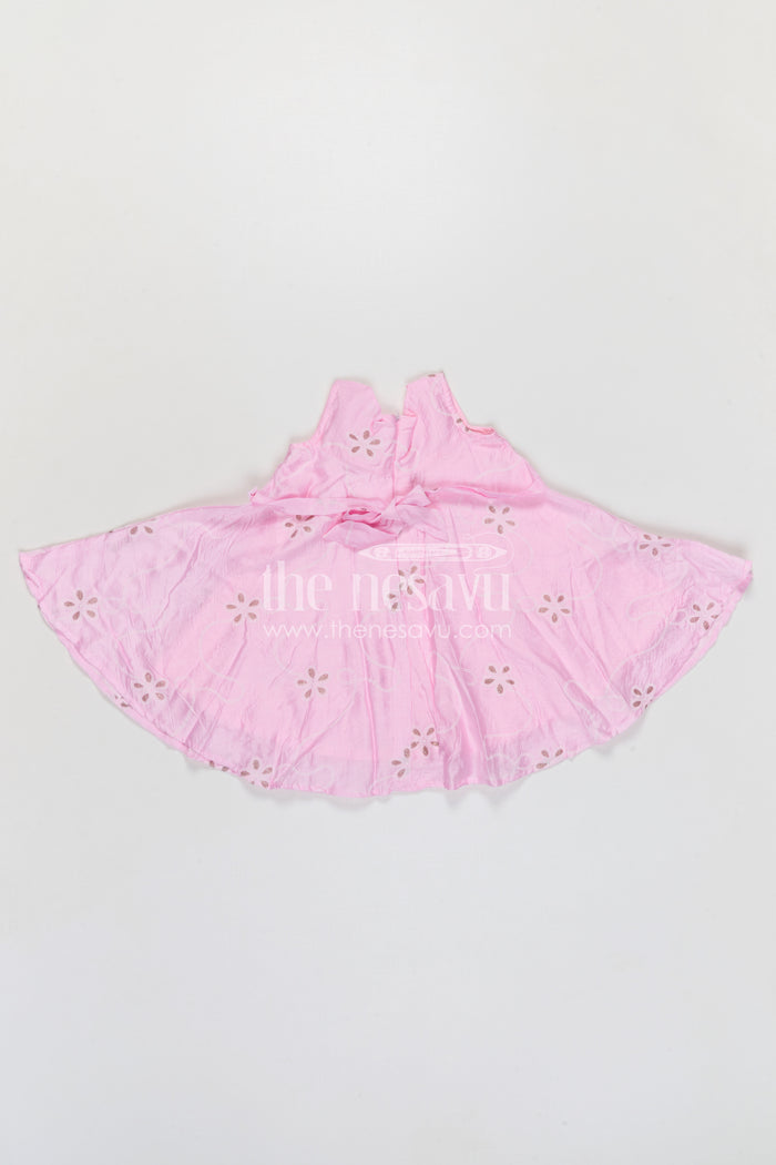 The Nesavu Girls Cotton Frock Girls Georgette Embroidered Frock for Parties and Festive Occasions Nesavu Nesavu girls pink georgette frock with thread embroidery for party wear