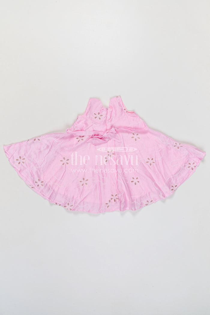 The Nesavu Girls Cotton Frock Girls Georgette Embroidered Frock for Parties and Festive Occasions Nesavu Nesavu girls pink georgette frock with thread embroidery for party wear