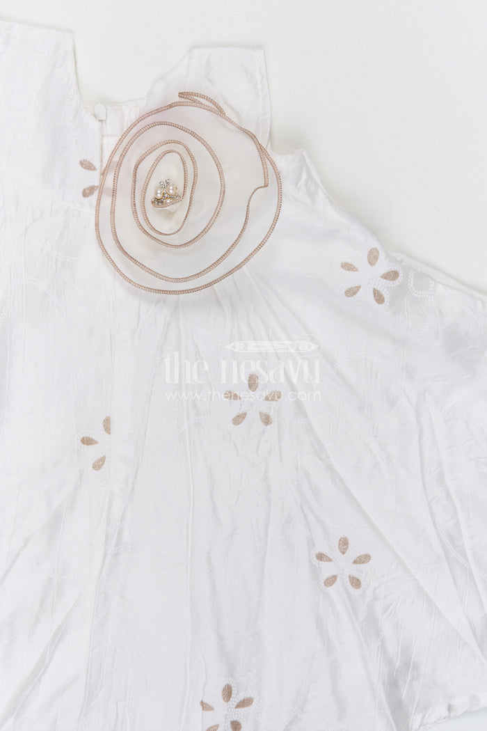The Nesavu Girls Cotton Frock Girls Georgette Frock with Thread Embroidery for Festive Occasions Nesavu Nesavu girls georgette embroidered frock for festive and party wear