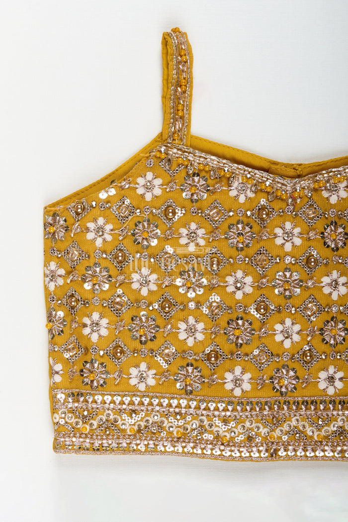 The Nesavu Girls Lehenga Choli Girls Georgette Lehenga Choli for Festive Events and Dance Programs Nesavu Nesavu girls pleated georgette lehenga choli embroidery  perfect weddings dance events