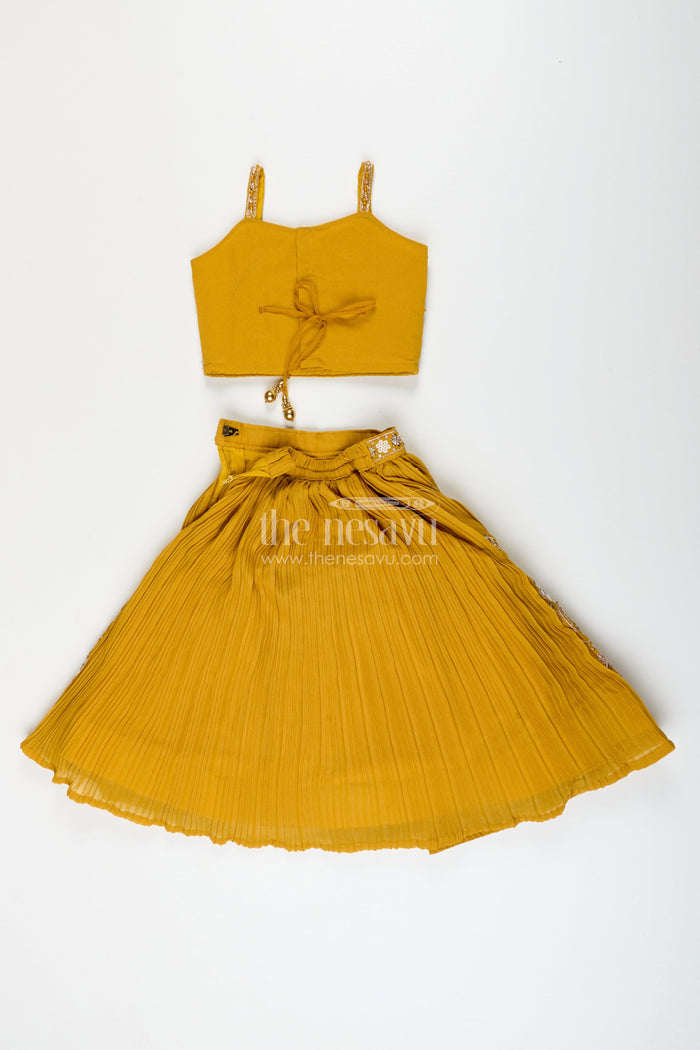 The Nesavu Girls Lehenga Choli Girls Georgette Lehenga Choli for Festive Events and Dance Programs Nesavu Nesavu girls pleated georgette lehenga choli embroidery  perfect weddings dance events
