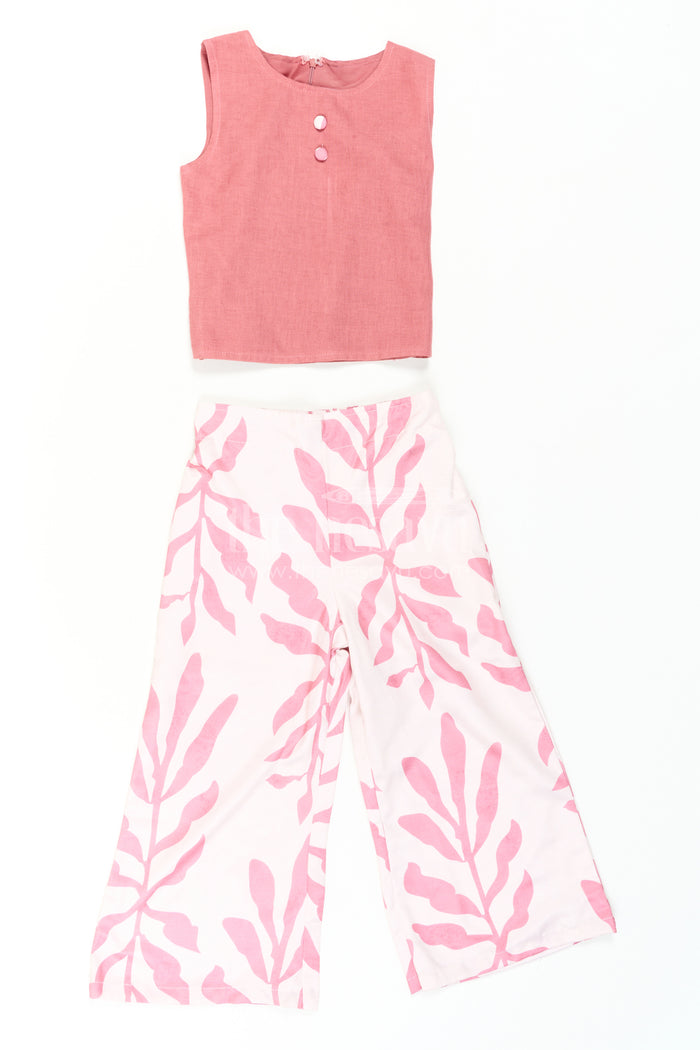The Nesavu Girls Sharara / Plazo Set Girls Indo-Western Plazo Set with Leaf Digital Print Nesavu Nesavu girls plazo set leaf print cape jacket  stylish Indo-western outfit