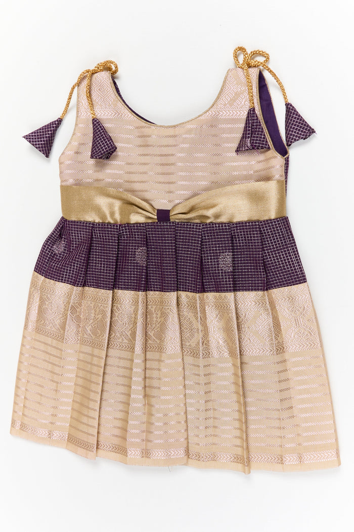 The Nesavu Girls Kanchi Silk Frock Girls Kanchi Silk Frock for Weddings and Traditional Functions Nesavu 10 (NB) / Purple / Style 4 KSF005AD-10 Nesavu girls kanchi silk frock for weddings and traditional festive celebrations