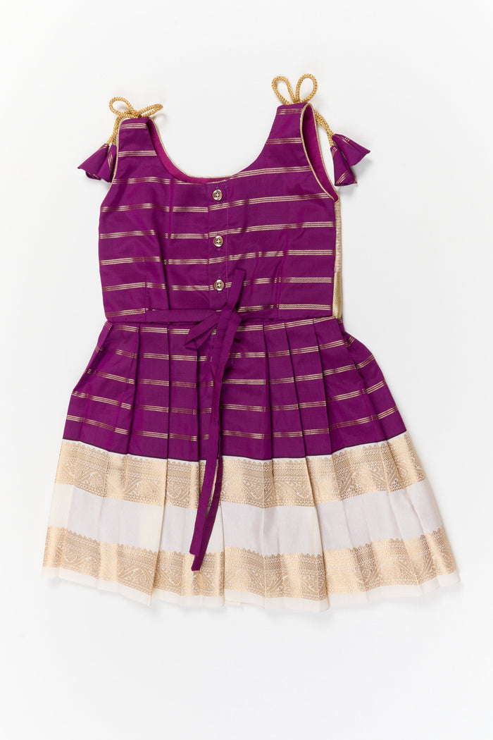 The Nesavu Girls Kanchi Silk Frock Girls Kanchi Silk Frock for Weddings Celebrations Nesavu Nesavu girls kanchi silk frock for weddings in latest kanchivaram silk inspired design