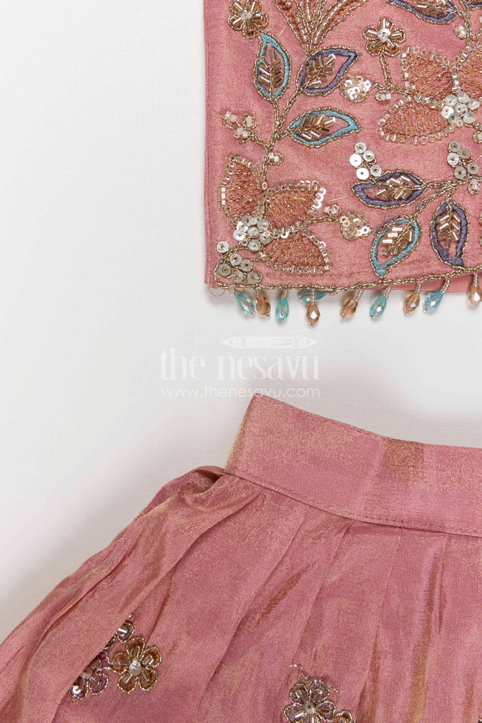 The Nesavu Girls Lehenga Choli Girls Lehenga Choli for Birthday Celebrations and Festive Events Nesavu Nesavu Girls Lehenga Choli For Birthday And Festive Events With Viscose Silk And Embroidered Design