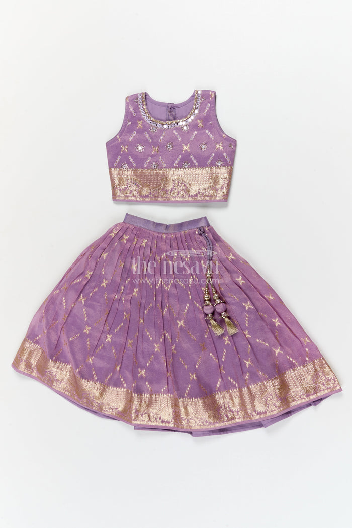 The Nesavu Girls Lehenga Choli Girls Lehenga Choli for Birthday Celebrations and Festive Gatherings Nesavu 16 (1Y) / Purple / Viscose Silk GL855B-16 Nesavu girls lehenga choli for birthdays and festivals with zari border and tassel dupatta