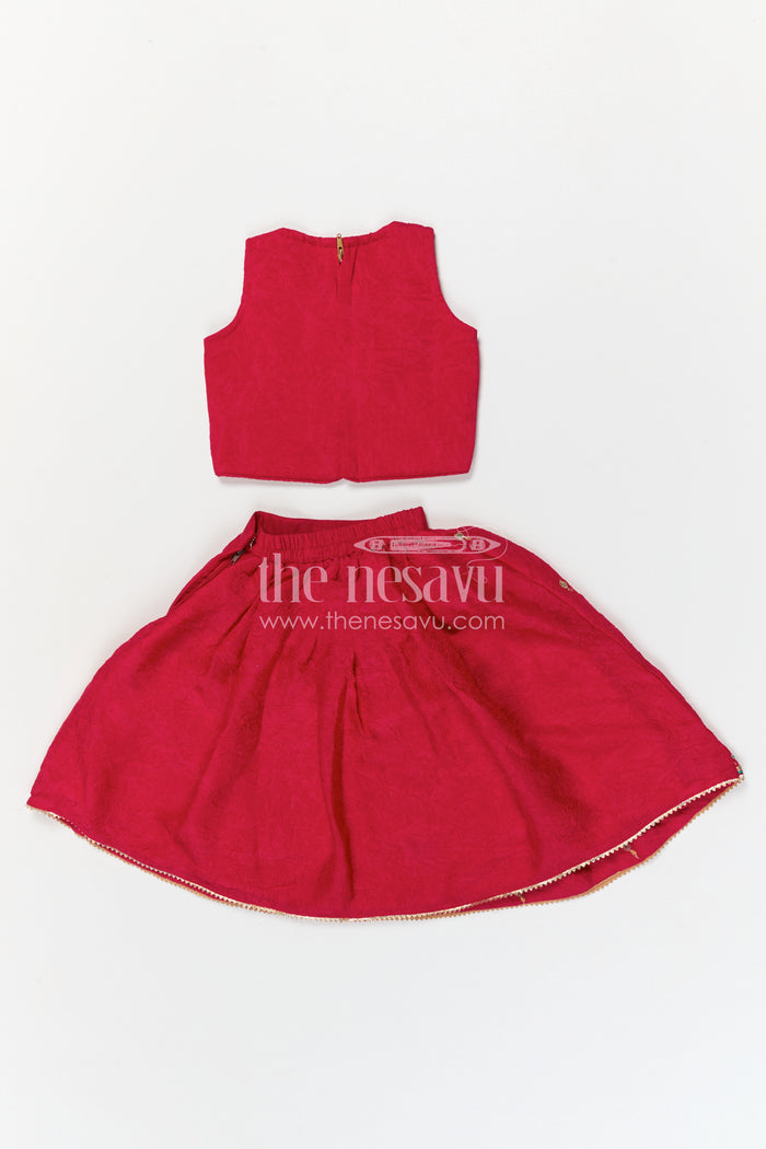 The Nesavu Girls Lehenga Choli Girls Lehenga Choli for Festive Celebrations and Birthday Parties Nesavu Nesavu Girls Textured Viscose Silk Lehenga Choli With Embroidered Yoke For Festive Celebrations
