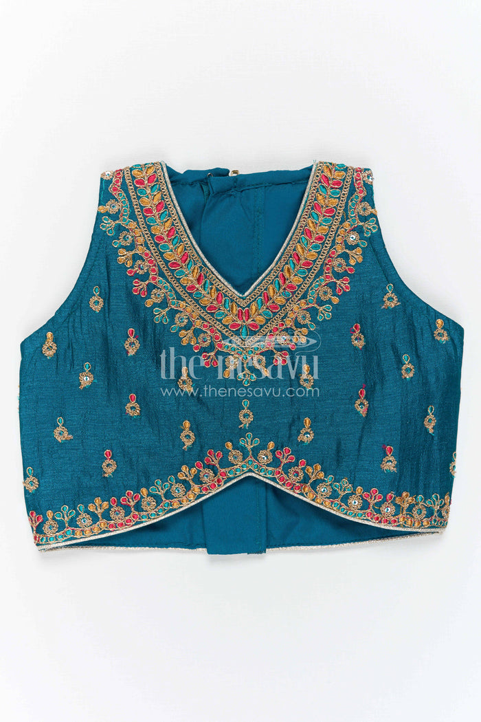 The Nesavu Girls Lehenga Choli Girls Lehenga Choli for Festive Celebrations and Traditional Wear Nesavu Nesavu Girls Lehenga Choli For Festive Celebrations With Textured Viscose Silk And Embroidered Yoke Design