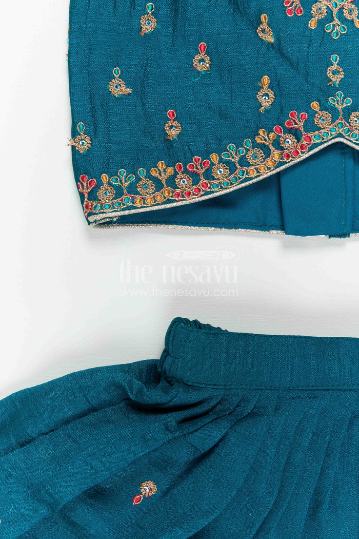 The Nesavu Girls Lehenga Choli Girls Lehenga Choli for Festive Celebrations and Traditional Wear Nesavu Nesavu Girls Lehenga Choli For Festive Celebrations With Textured Viscose Silk And Embroidered Yoke Design