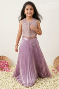 The Nesavu Girls Lehenga Choli Girls Lehenga Choli for Festive Occasions and Temple Visits Nesavu 16 (1Y) / Purple / Georgette GL929A-16 Nesavu Girls Lehenga Choli For Weddings Glaze Organza With Designer Embroidery Yoke Festive Wear
