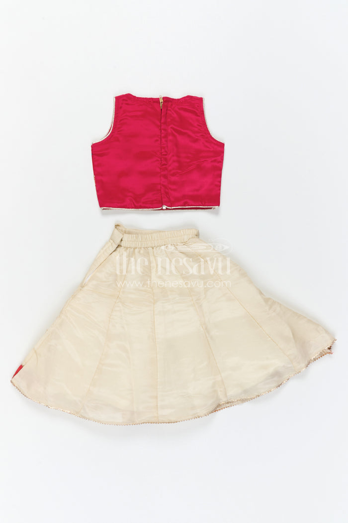 The Nesavu Girls Lehenga Choli Girls Lehenga Choli for Festive Celebrations and Traditional Wear Nesavu Nesavu Girls Lehenga Choli For Festive Celebrations With Textured Viscose Silk And Embroidered Yoke Design
