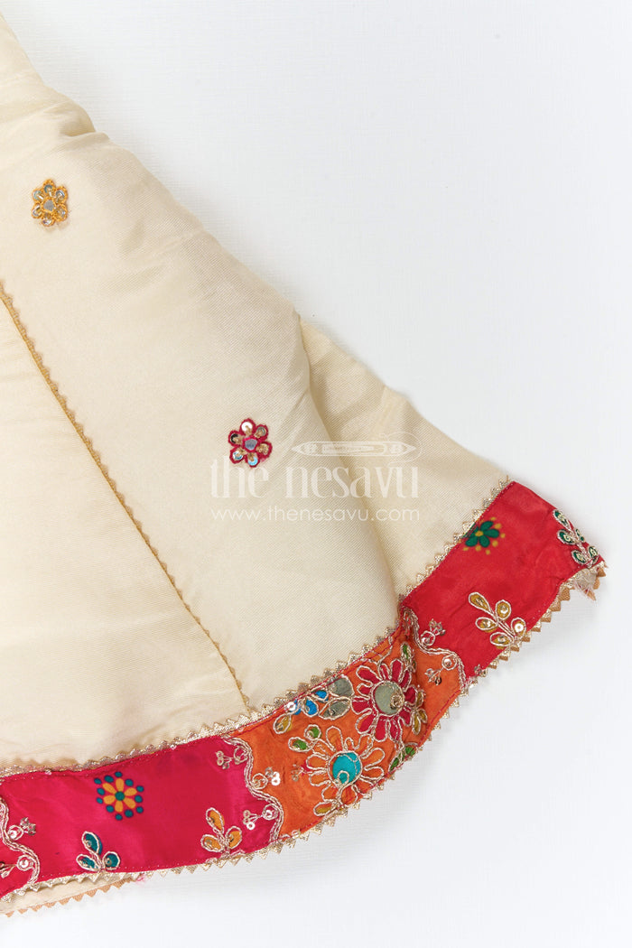 The Nesavu Girls Lehenga Choli Girls Lehenga Choli for Festive Celebrations and Traditional Wear Nesavu Nesavu Girls Lehenga Choli For Festive Celebrations With Textured Viscose Silk And Embroidered Yoke Design