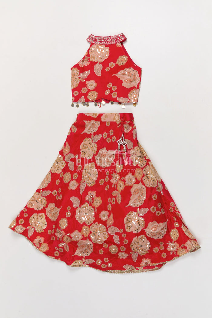 The Nesavu Girls Ethnic Lehenga Girls Lehenga Choli for Festive Weddings and Family Functions Nesavu 16 (1Y) / Red / Viscose Silk GL737A-16 Nesavu girls lehenga choli for festive weddings and functions in red viscose silk