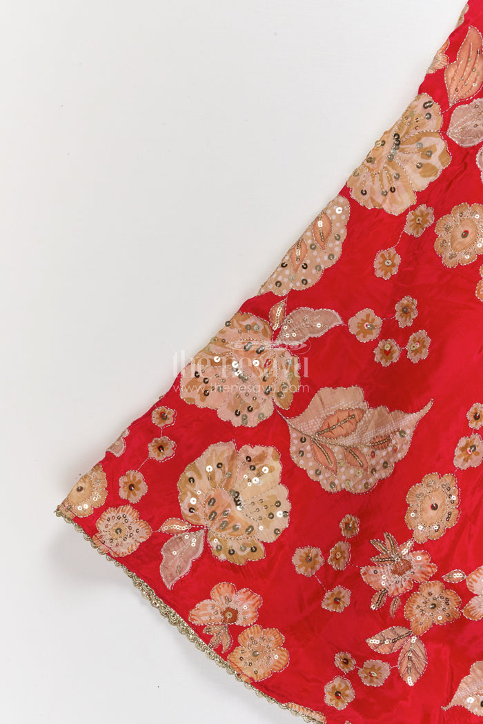 The Nesavu Girls Ethnic Lehenga Girls Lehenga Choli for Festive Weddings and Family Functions Nesavu Nesavu girls lehenga choli for festive weddings and functions in red viscose silk