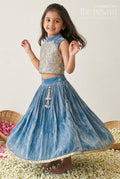 The Nesavu Girls Lehenga Choli Girls Lehenga Choli for Wedding Receptions and Festive Evenings Nesavu 16 (1Y) / Blue / Organza GL933A-16 Nesavu Girls Lehenga Choli For Receptions And Festive Celebrations With Embroidered Designer Yoke