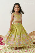 The Nesavu Girls Lehenga Choli Girls Lehenga Choli for Weddings and Diwali Celebrations Nesavu 18 (2Y) / Green / Viscose Silk GL908A-18 Nesavu Girls Lehenga Choli For Weddings And Festive Wear With Viscose Silk And Designer Embroidery