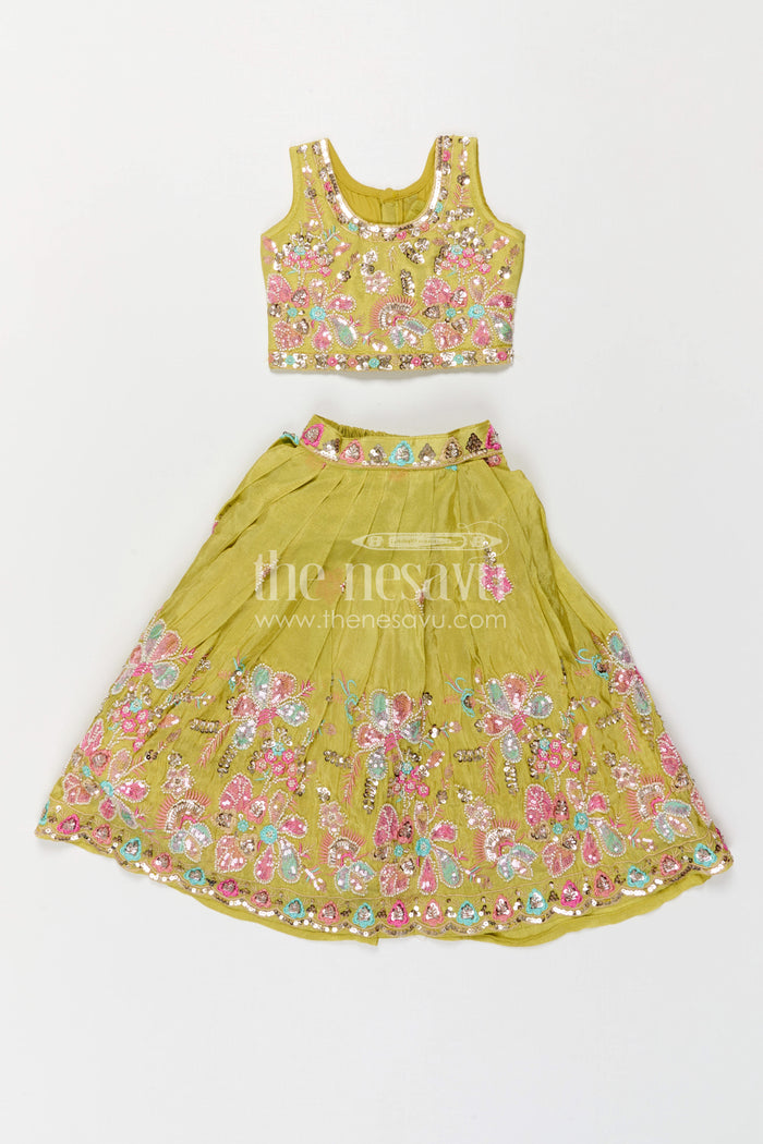 The Nesavu Girls Lehenga Choli Girls Lehenga Choli for Weddings and Diwali Celebrations Nesavu Nesavu Girls Lehenga Choli For Weddings And Festive Wear With Viscose Silk And Designer Embroidery