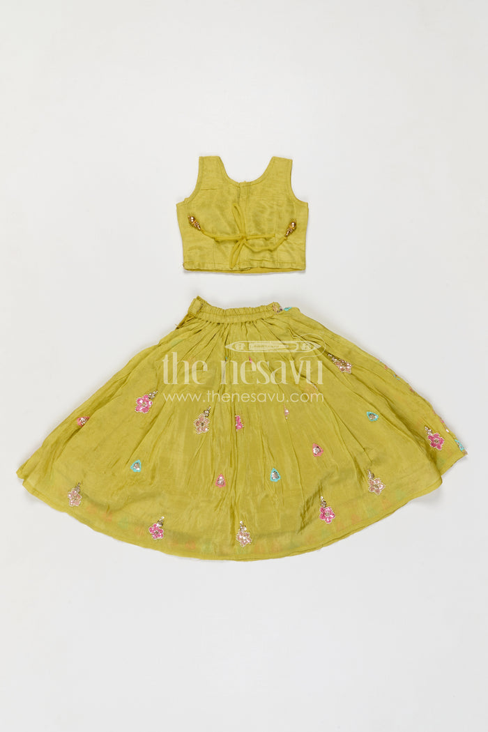 The Nesavu Girls Lehenga Choli Girls Lehenga Choli for Weddings and Diwali Celebrations Nesavu Nesavu Girls Lehenga Choli For Weddings And Festive Wear With Viscose Silk And Designer Embroidery