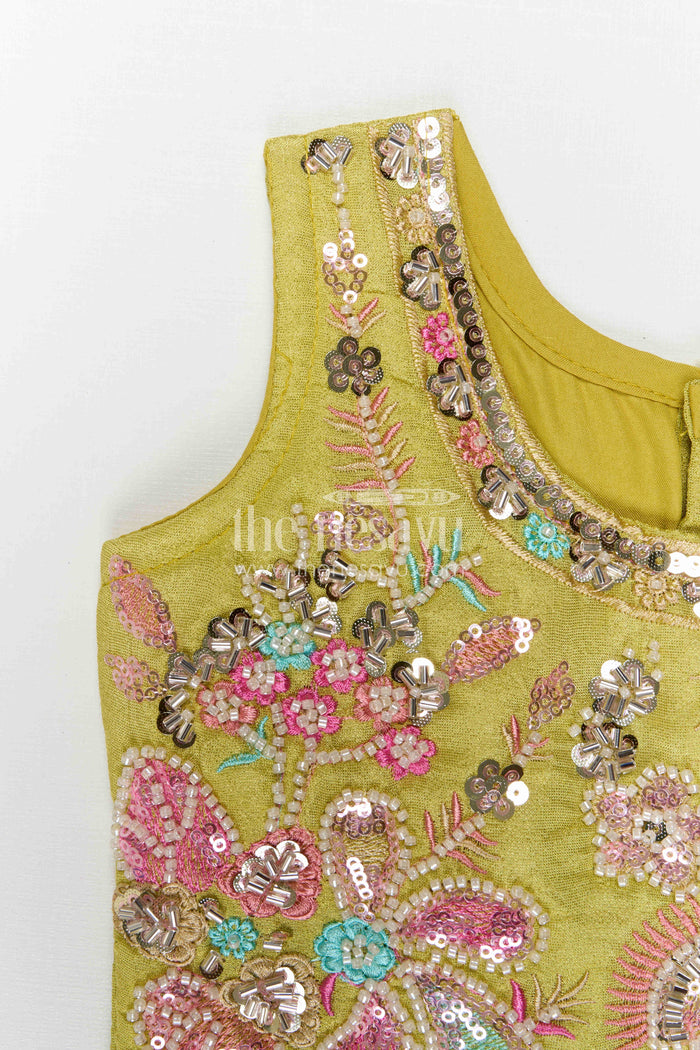 The Nesavu Girls Lehenga Choli Girls Lehenga Choli for Weddings and Diwali Celebrations Nesavu Nesavu Girls Lehenga Choli For Weddings And Festive Wear With Viscose Silk And Designer Embroidery