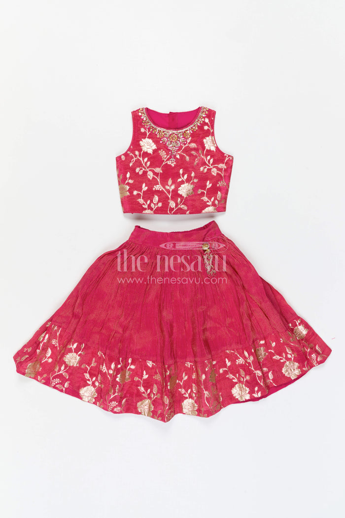 The Nesavu Girls Lehenga Choli Girls Lehenga Choli for Weddings and Festival Family Celebrations Nesavu Nesavu Girls Lehenga Choli With Embroidered Yoke For Weddings And Festive Celebrations