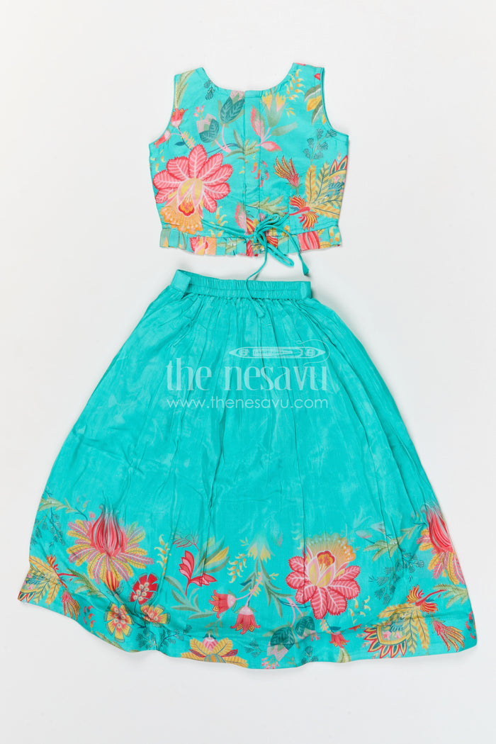 The Nesavu Girls Lehenga Choli Girls Lehenga Choli for Weddings and Festivals Events Nesavu Nesavu girls modal silk lehenga choli for weddings and festive celebrations with floral digital print