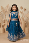 The Nesavu Girls Lehenga Choli Girls Lehenga Choli for Weddings Nesavu 24 (5Y) / Blue / Silk Blend GL881A-24 Nesavu girls silk crepe embroidered lehenga choli for weddings festive celebrations and family occasions