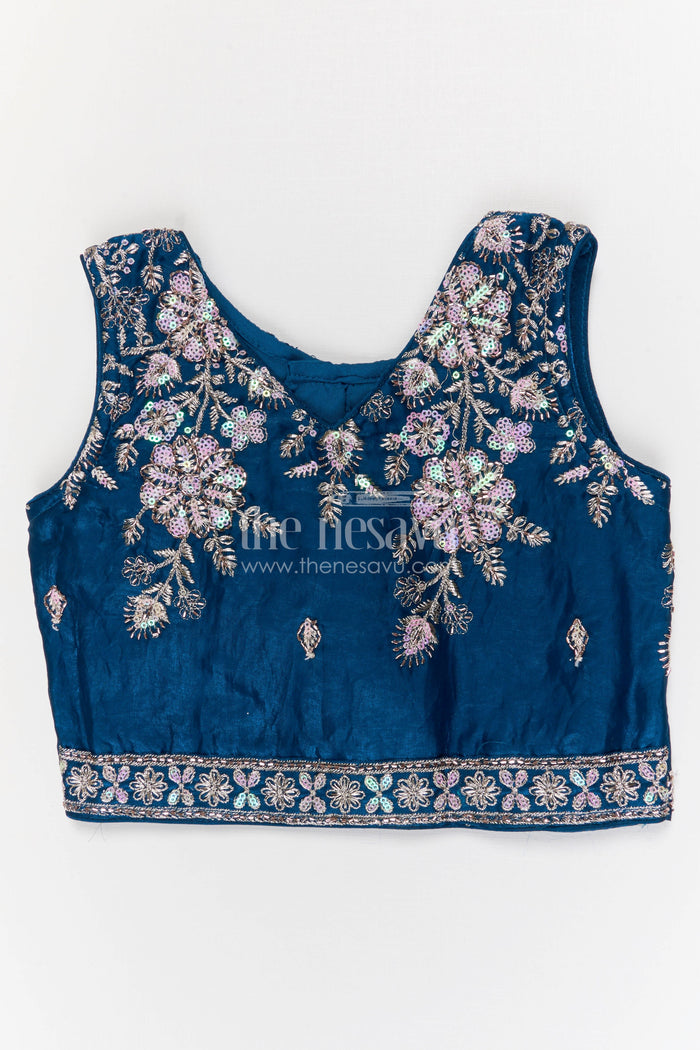 The Nesavu Girls Lehenga Choli Girls Lehenga Choli for Weddings Nesavu Nesavu girls silk crepe embroidered lehenga choli for weddings festive celebrations and family occasions