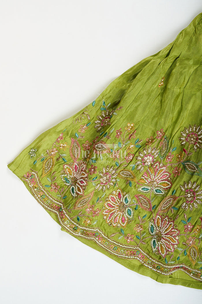 The Nesavu Girls Lehenga Choli Girls Lehenga Choli Set for Weddings and Traditional Family Celebrations Nesavu Nesavu girls lehenga choli set embroidered tissue silk  ideal weddings festive occasions