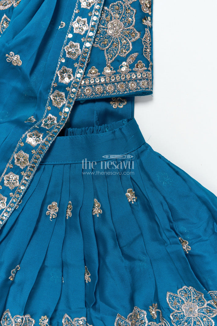 The Nesavu Girls Lehenga Choli Girls Lehenga Choli Set with Flared Skirt and Matching Dupatta Nesavu Nesavu georgette lehenga choli girls dupatta