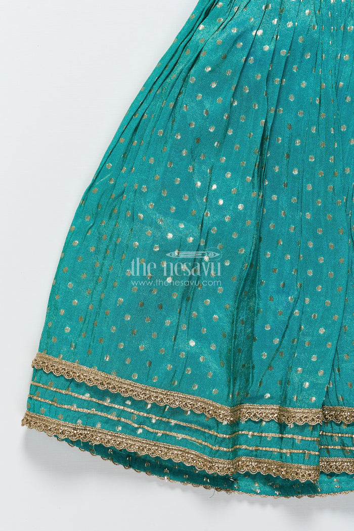 The Nesavu Girls Lehenga Choli Girls Lehenga Choli Set with Sequence Embroidery and Net Dupatta Nesavu Nesavu girls lehenga choli set sequin embroidery tissue silk skirt  ethnic elegance