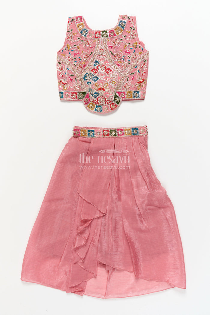The Nesavu Girls Lehenga Choli Girls Lehenga Choli with Flared Skirt and Traditional Dupatta Nesavu Nesavu traditional lehenga choli set girls dupatta