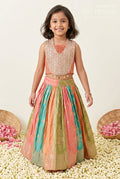The Nesavu Girls Fancy Lehenga Girls Lehenga for Festive Celebrations and Wedding Functions Nesavu 16 (1Y) / Peach / Viscose GL924B-16 Nesavu Girls Lehenga For Festive Celebrations And Wedding Functions With Designer Yoke And Flared Design