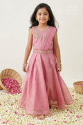 The Nesavu Girls Fancy Lehenga Girls Lehenga for Weddings and Festive Celebrations Nesavu 18 (2Y) / Pink / Organza Tissue GL876A-18 Nesavu girls tissue organza lehenga for weddings festive celebrations and special occasions