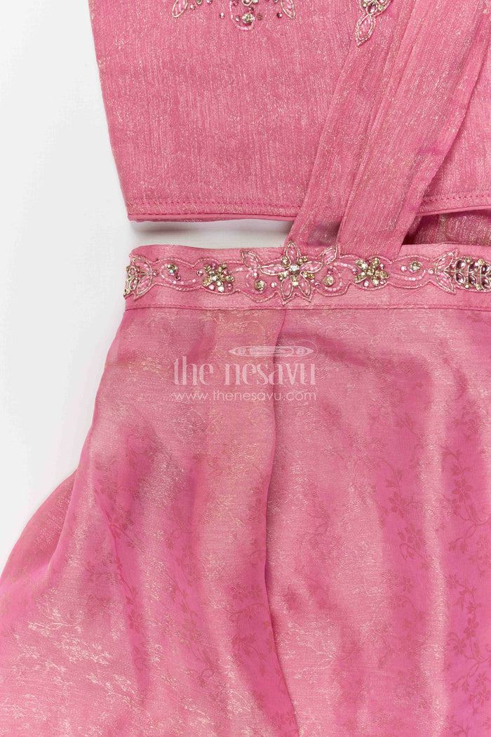 The Nesavu Girls Fancy Lehenga Girls Lehenga for Weddings and Festive Celebrations Nesavu Nesavu girls tissue organza lehenga for weddings festive celebrations and special occasions