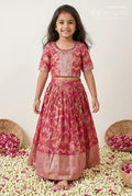 The Nesavu Girls Ethnic Lehenga Girls Lehenga for Weddings and Grand Festive Celebrations Nesavu 24 (5Y) / Red / Silk GL910A-24 Nesavu Girls Kora Silk Lehenga For Weddings With Big Zari Border And Traditional Festive Design