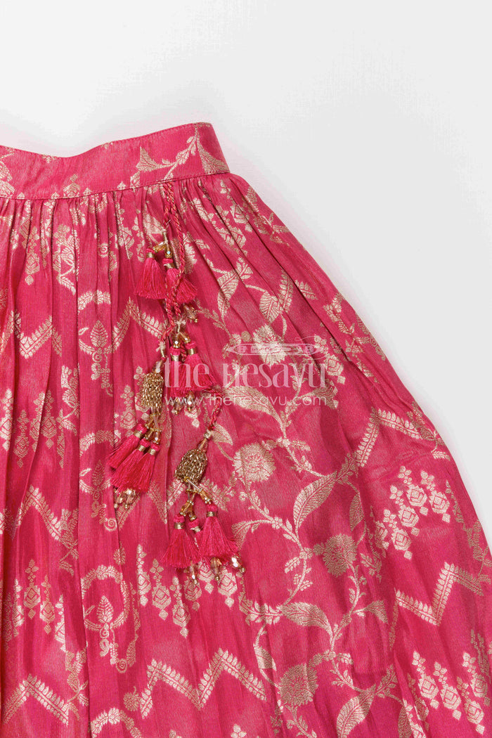 The Nesavu Girls Ethnic Lehenga Girls Lehenga for Weddings and Grand Festive Celebrations Nesavu Nesavu Girls Kora Silk Lehenga For Weddings With Big Zari Border And Traditional Festive Design
