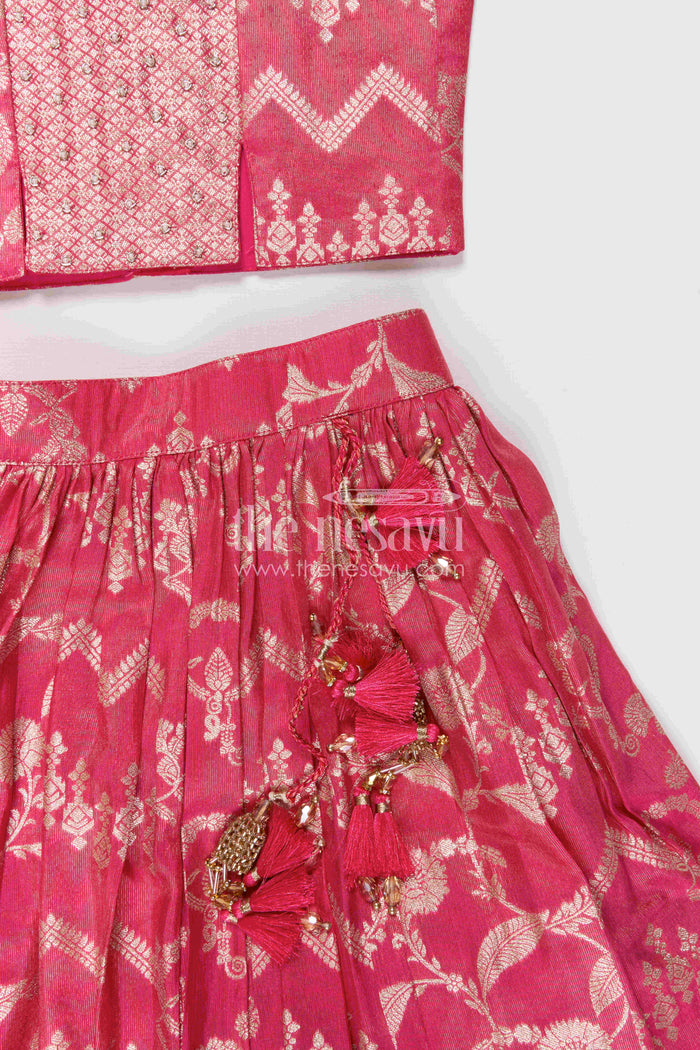 The Nesavu Girls Ethnic Lehenga Girls Lehenga for Weddings and Grand Festive Celebrations Nesavu Nesavu Girls Kora Silk Lehenga For Weddings With Big Zari Border And Traditional Festive Design