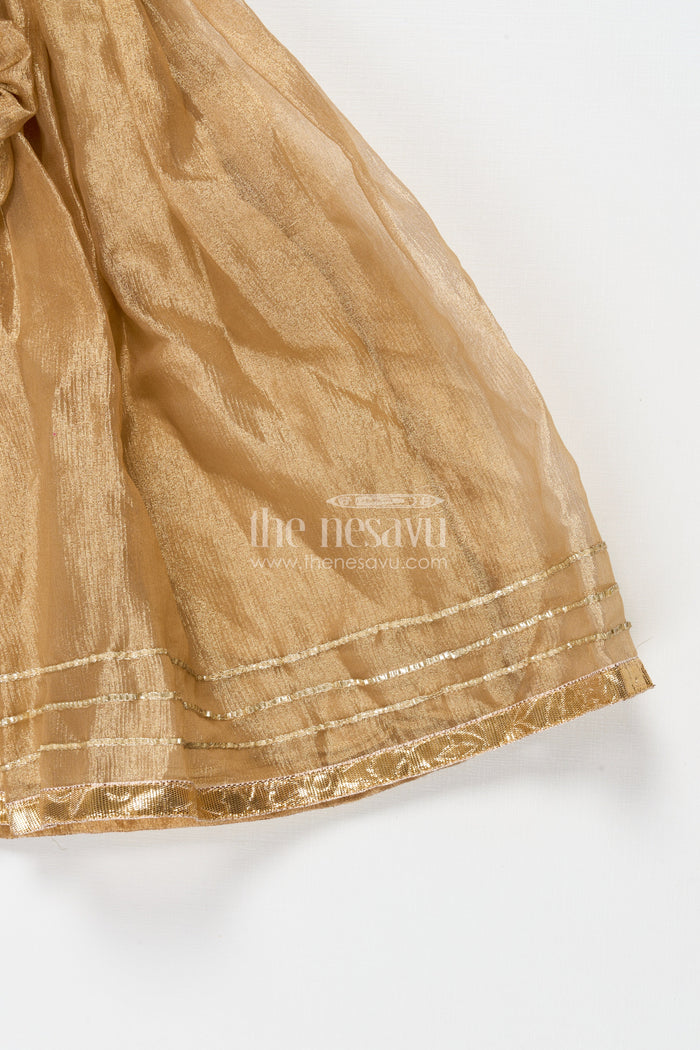The Nesavu Girls Lehenga Choli Girls Lehenga for Weddings and Traditional Celebrations Nesavu Nesavu girls lehenga choli in chinon silk for weddings and festive occasions with designer yoke